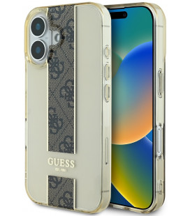 Rudas dėklas Apple iPhone 16 telefonui "Guess IML Middle 4G Stripe Case"