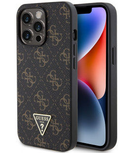 Juodas dėklas Apple iPhone 13 Pro telefonui "Guess PU Leather 4G Triangle Metal Logo Case"