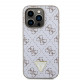 Baltas dėklas Apple iPhone 15 Pro telefonui "Guess PU Leather 4G Triangle Metal Logo Case"