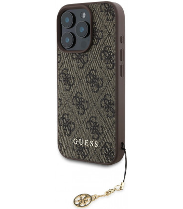 Rudas dėklas Apple iPhone 16 Pro telefonui "Guess 4G Charm Case"