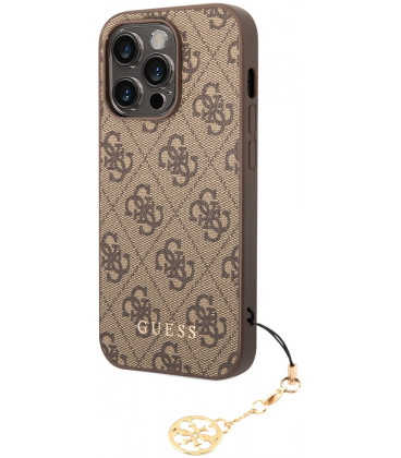 Rudas dėklas Apple iPhone 14 Pro telefonui "Guess 4G Charm Case"