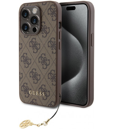 Rudas dėklas Apple iPhone 15 Pro telefonui "Guess 4G Charm Case"