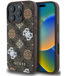 Rudas dėklas Apple iPhone 16 Pro telefonui "Guess PU 4G Peony MagSafe Case"