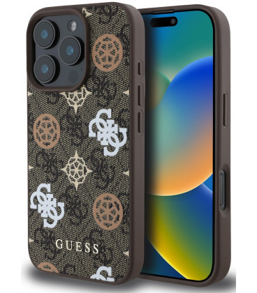 Rudas dėklas Apple iPhone 16 Pro Max telefonui "Guess PU 4G Peony MagSafe Case"