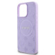 Purpurinis dėklas Apple iPhone 16 Pro telefonui "Guess Saffiano Peony Stamp MagSafe Case"