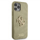 Auksinės spalvos dėklas Apple iPhone 12 / 12 Pro telefonui "Guess PU Perforated 4G Glitter Metal Logo Case"