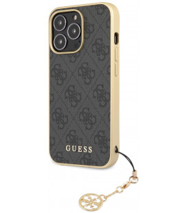 Pilkas dėklas Apple iPhone 13 Pro Max telefonui "Guess 4G Charm Case"