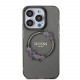 Juodas dėklas Apple iPhone 13 Pro telefonui "Guess PC/TPU Flowers Ring Glossy Logo MagSafe Case"