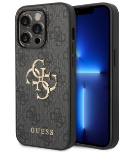 Pilkas dėklas Apple iPhone 15 Pro telefonui "Guess PU 4G Metal Logo Case"