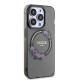 Juodas dėklas Apple iPhone 15 Pro telefonui "Guess PC/TPU Flowers Ring Glossy Logo MagSafe Case"