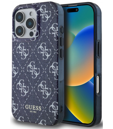 Mėlynas dėklas Apple iPhone 16 Pro Max telefonui "Guess IML Denim Effec MagSafe Case"