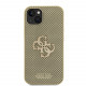 Auksinės spalvos dėklas Apple iPhone 15 telefonui "Guess PU Perforated 4G Glitter Metal Logo Case"