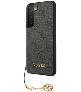 Pilkas dėklas Samsung Galaxy S23 telefonui "Guess 4G Charm Case"