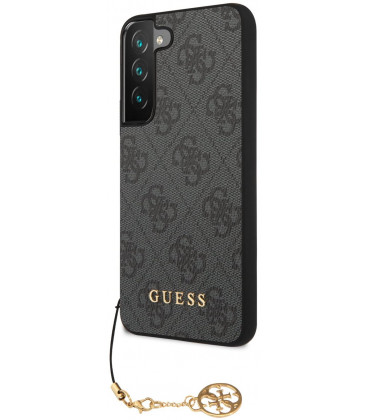 Pilkas dėklas Samsung Galaxy S23 telefonui "Guess 4G Charm Case"