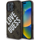 Rudas dėklas Apple iPhone 16 Pro Max telefonui "Guess PU Leather 4G Big Love Logo MagSafe Case"