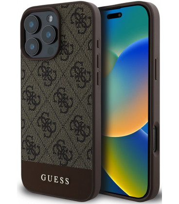 Rudas dėklas Apple iPhone 16 Pro telefonui "Guess PU 4G Stripe Case"