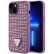 Purpurinis dėklas Apple iPhone 13 telefonui "Guess Rhinestones Triangle Metal Logo Case"