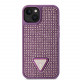 Purpurinis dėklas Apple iPhone 13 telefonui "Guess Rhinestones Triangle Metal Logo Case"