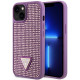 Purpurinis dėklas Apple iPhone 15 telefonui "Guess Rhinestones Triangle Metal Logo Case"