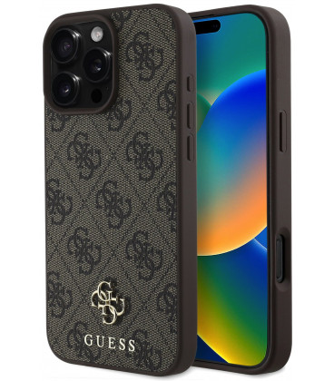 Rudas dėklas Apple iPhone 16 Pro Max telefonui "Guess PU 4G Small Metal Logo MagSafe Case"