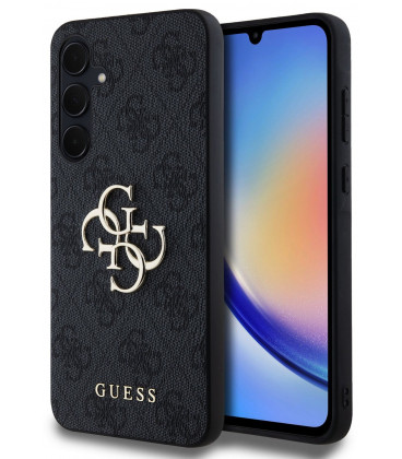 Pilkas dėklas Samsung Galaxy A35 5G telefonui "Guess PU 4G Metal Logo Case"