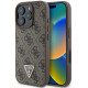 Rudas dėklas Apple iPhone 16 Pro telefonui "Guess PU 4G Strass Triangle Metal Logo Case"