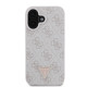 Rožinis dėklas Apple iPhone 16 telefonui "Guess PU 4G Strass Triangle Metal Logo Case"