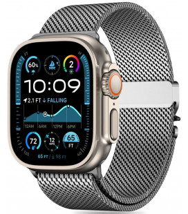 Sidabrinės spalvos apyrankė Apple Watch 8 / 9 / 10 / 11 / SE / ULTRA (44 / 45 / 46 / 49 MM) "Tech-Protect Milano"