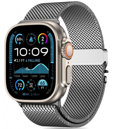 Sidabrinės spalvos apyrankė Apple Watch 8 / 9 / 10 / 11 / SE / ULTRA (44 / 45 / 46 / 49 MM) "Tech-Protect Milano"