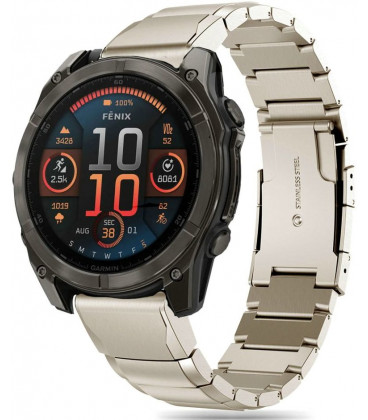 (Titanium) apyrankė Garmin Fenix 5 / 6 / 6 Pro / 7 / 8 / 8 Pro (47 mm) / E laikrodžiui "Tech-Protect Steelband"