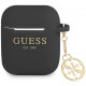 Juodas dėklas Apple Airpods 1 / 2 ausinėms "Guess 4G Charm Silicone Case"