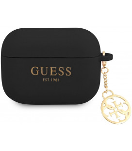 Juodas dėklas Apple Airpods Pro ausinėms "Guess 4G Charm Silicone Case"