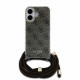 Rudas dėklas su dirželiu Apple iPhone 16 telefonui "Guess IML 4G Printed Crossbody Strap Case"