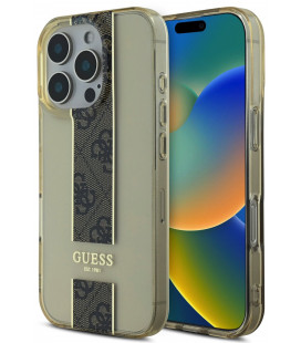 Rudas dėklas Apple iPhone 16 Pro telefonui "Guess IML Middle 4G Stripe Case"