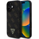 Juodas dėklas Apple iPhone 16 telefonui "Guess PU Leather 4G Triangle Metal Logo Case"