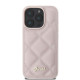 Rožinis dėklas Apple iPhone 16 Pro telefonui "Guess PU Leather Quilted Case"