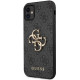 Pilkas dėklas Apple iPhone 11 telefonui "Guess PU 4G Metal Logo Case"