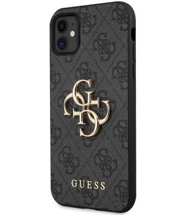 Pilkas dėklas Apple iPhone 11 telefonui "Guess PU 4G Metal Logo Case"