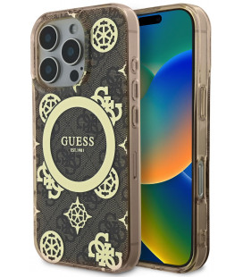 Rudas dėklas Apple iPhone 16 Pro telefonui "Guess IML 4G Peony MagSafe Case"