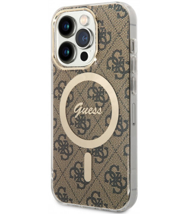 Rudas dėklas Apple iPhone 14 Pro telefonui "Guess IML 4G MagSafe Case"