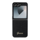 Juodas dėklas Samsung Galaxy Z Flip 6 / 7 FE telefonui "Guess PC/TPU Glitter Flakes Metal Logo Case"