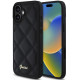 Juodas dėklas Apple iPhone 16 telefonui "Guess PU Leather Quilted Case"