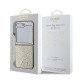 Auksinės spalvos dėklas Samsung Galaxy Z Flip 6 / 7 FE telefonui "Guess PC/TPU Glitter Flakes Metal Logo Case"