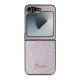 Rožinis dėklas Samsung Galaxy Z Flip 6 / 7 FE telefonui "Guess PC/TPU Glitter Flakes Metal Logo Case"