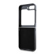 Rožinis dėklas Samsung Galaxy Z Flip 6 / 7 FE telefonui "Guess PC/TPU Glitter Flakes Metal Logo Case"