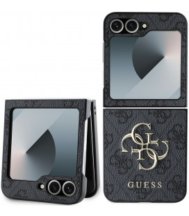 Pilkas dėklas Samsung Galaxy Z Flip 6 / 7 FE telefonui "Guess PU 4G Metal Logo Case"