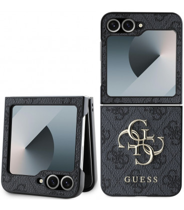 Pilkas dėklas Samsung Galaxy Z Flip 6 telefonui "Guess PU 4G Metal Logo Case"