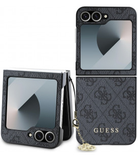 Pilkas dėklas Samsung Galaxy Z Flip 6 / 7 FE  telefonui "Guess 4G Charm Case"