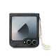 Pilkas dėklas Samsung Galaxy Z Flip 6 / 7 FE  telefonui "Guess 4G Charm Case"