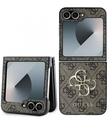 Rudas dėklas Samsung Galaxy Z Flip 6 telefonui "Guess PU 4G Metal Logo Case"